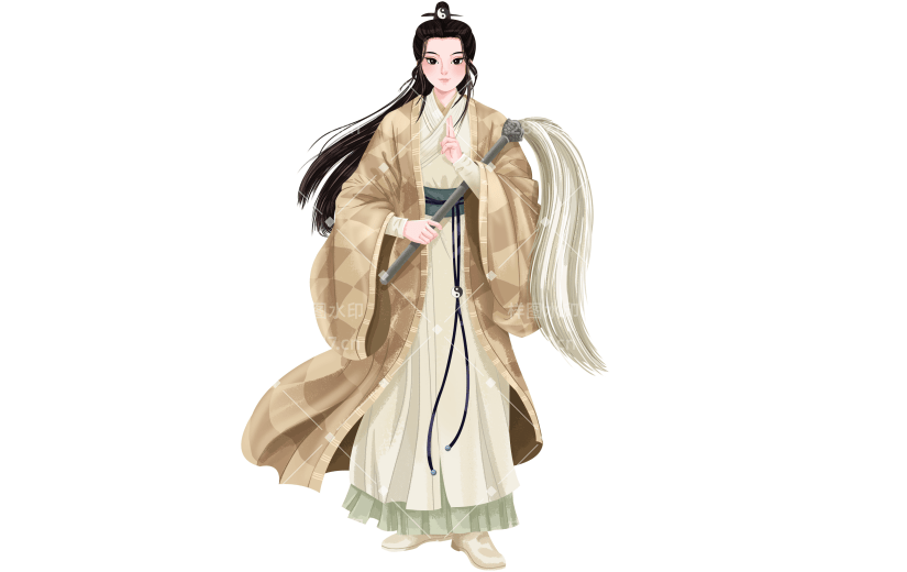 手绘-武侠元素人物插画贴纸-道士
