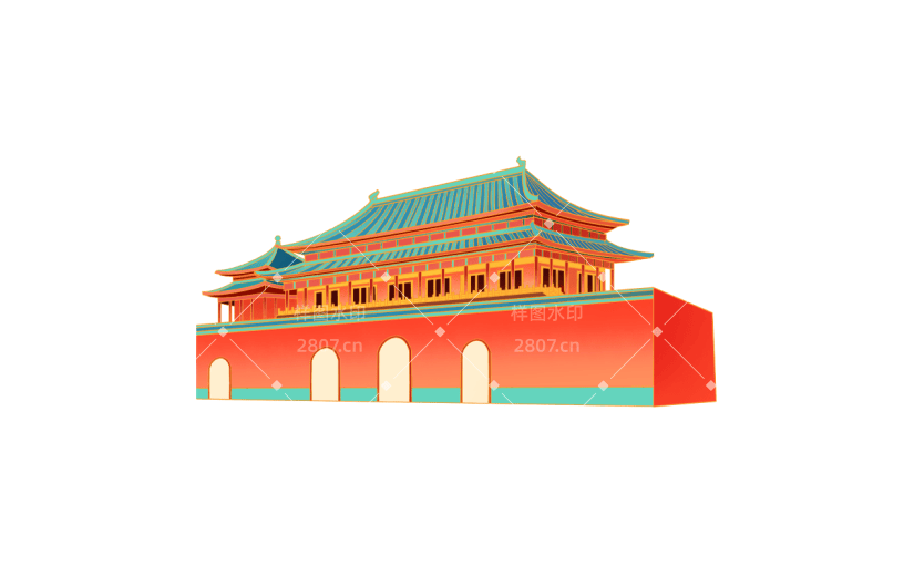 中国风国庆节天安门元素贴纸