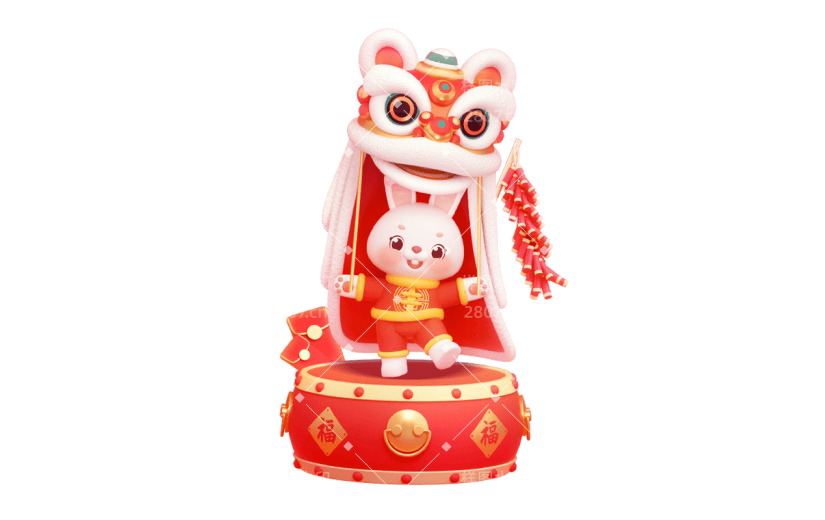 3D春节兔子元素贴纸
