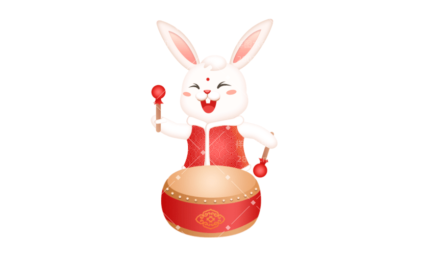 可爱春节兔子元素贴纸