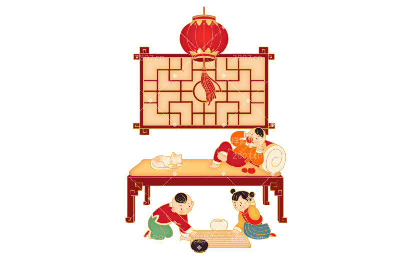 中国风春节男孩元素贴纸