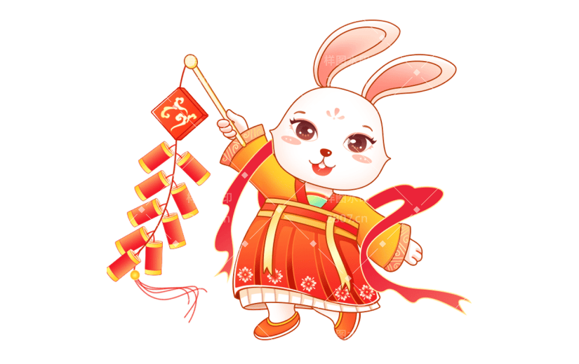 卡通感春节兔子元素贴纸