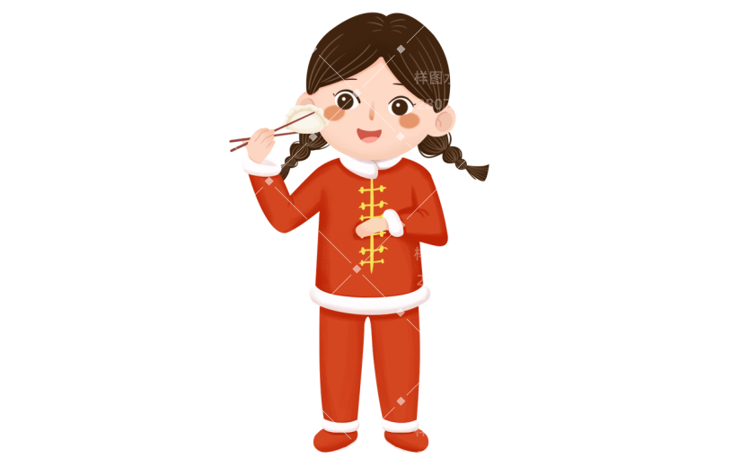 卡通感冬至女生元素贴纸