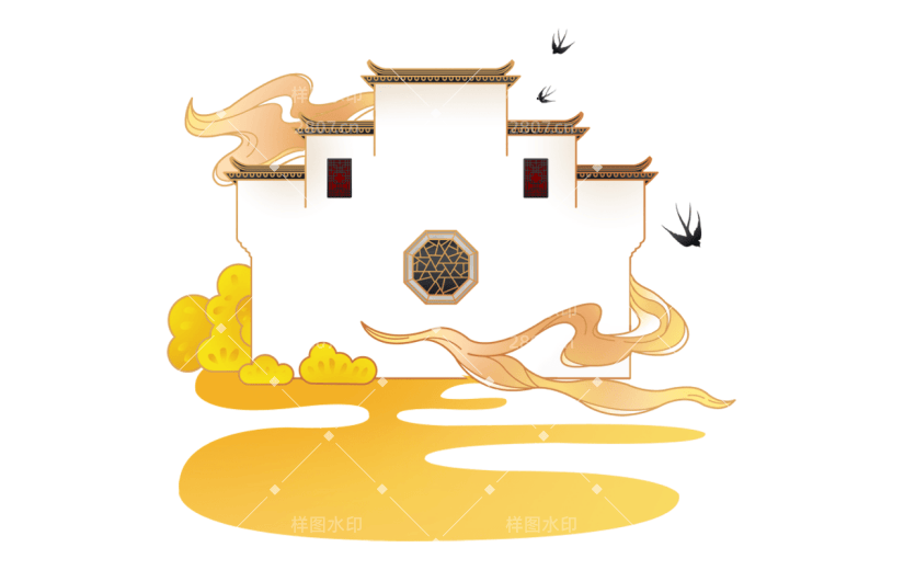 中国风-国潮建筑元素插画1