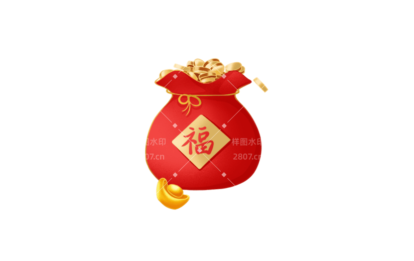 卡通感春节福袋元素贴纸