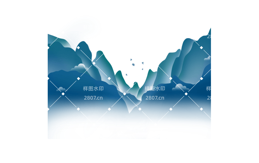 淡雅古朴层次飞鸟山水万物背景国风剪纸元素