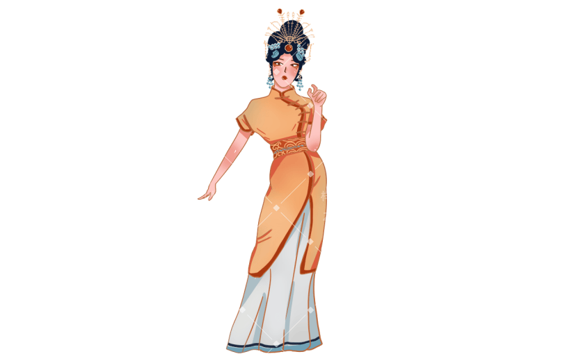 手绘-京剧国粹旦角人物插画8