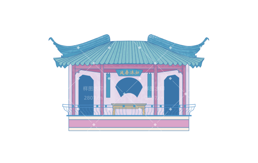 中国风-传统建筑元素插画6