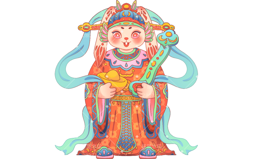 国风京剧-春节-兔子拟人传统元素6