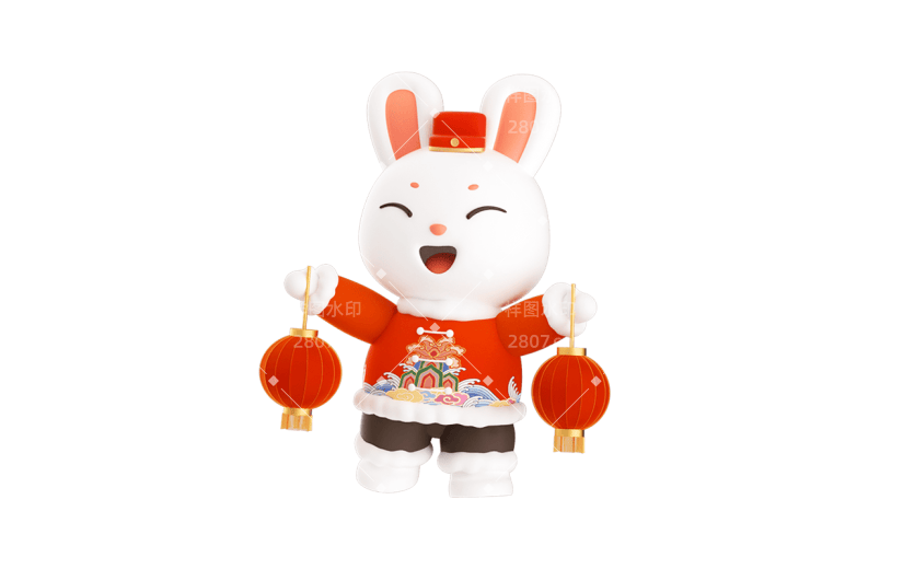 3D春节兔子元素贴纸