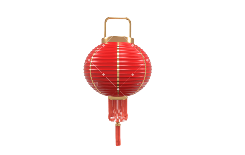 喜庆元宵节红色灯笼3D元素