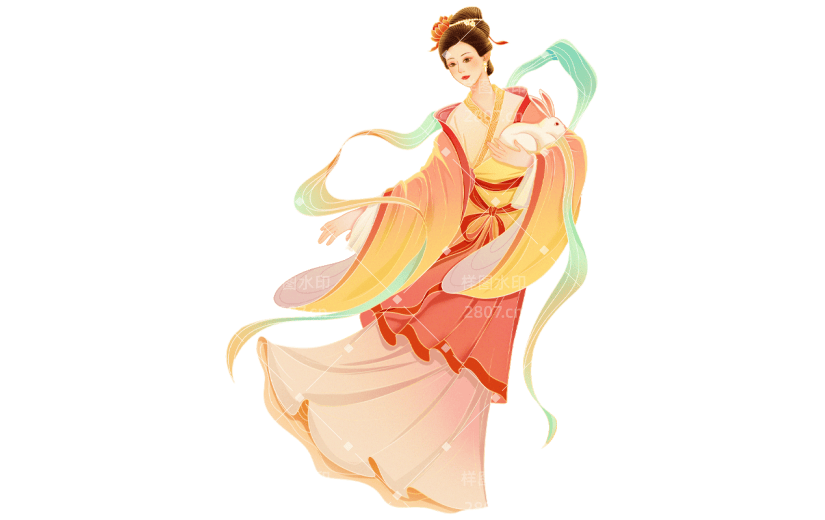 嫦娥中国风中秋节元素贴纸   