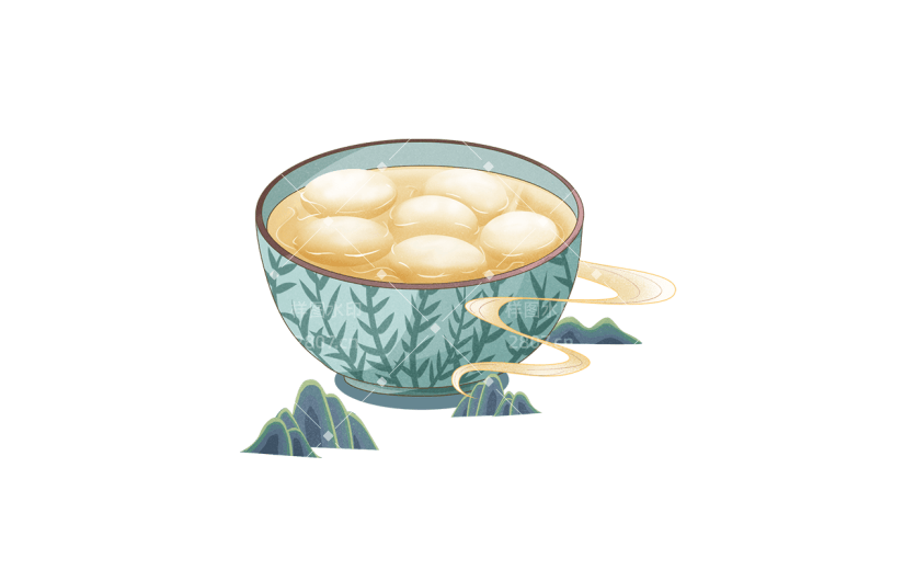 中国风元宵节汤圆元素贴纸