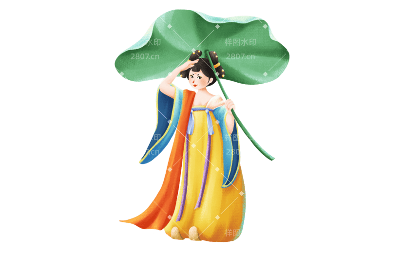 手绘-手绘汉服少女贴纸