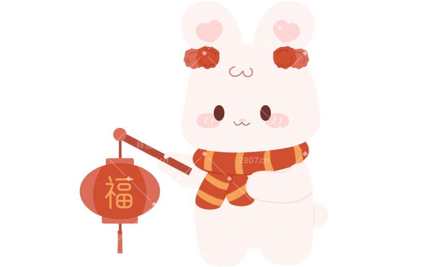 可爱手绘-兔年元素-提灯笼