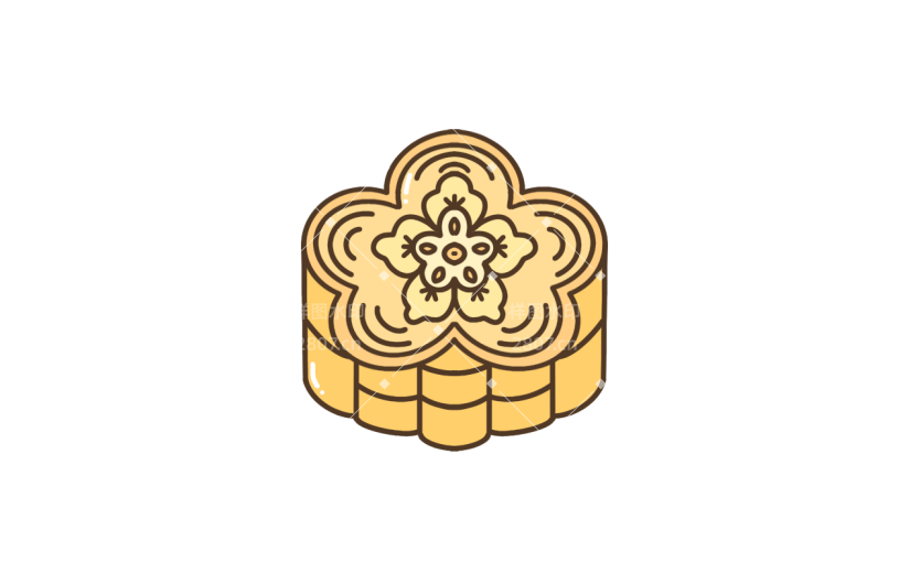 手绘-中秋节氛围元素贴纸-月饼