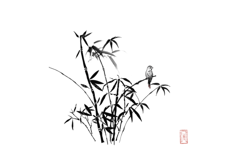 水墨中国风竹子植物元素贴纸4