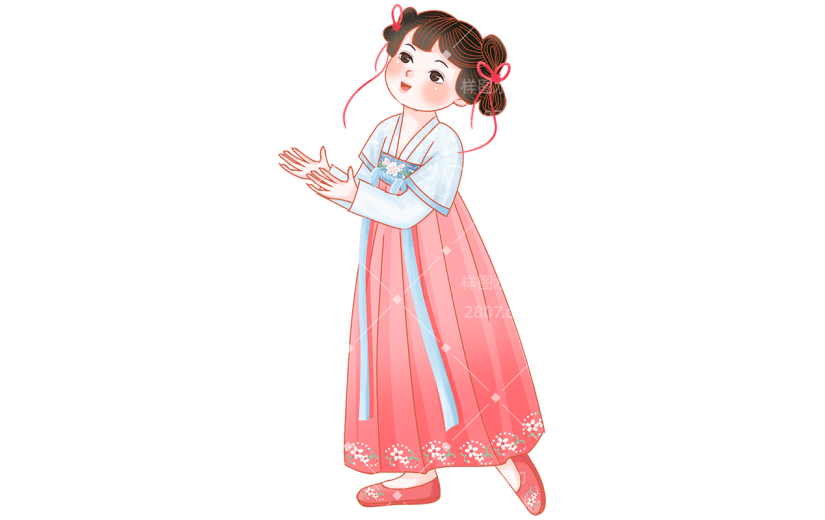 手绘-白露元素创意贴纸女孩4