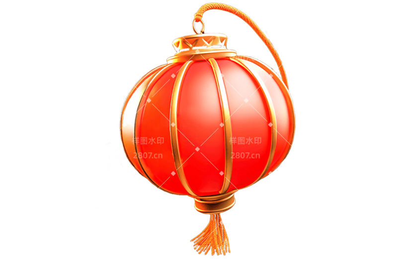 3D风红色灯笼贴纸