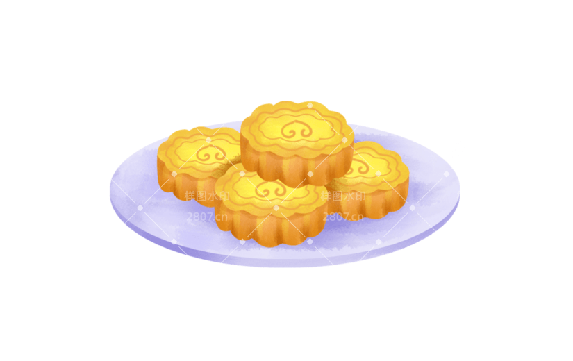 温馨中秋月饼插画元素