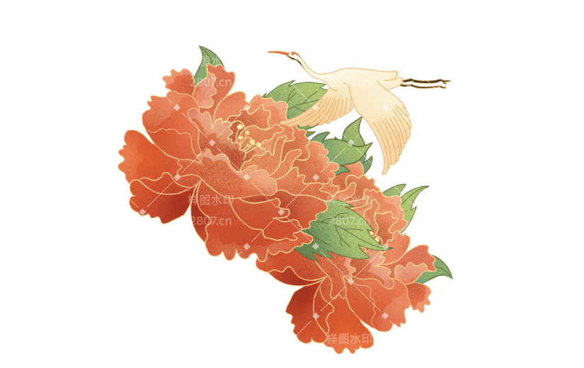中国风中秋节鲜花元素贴纸