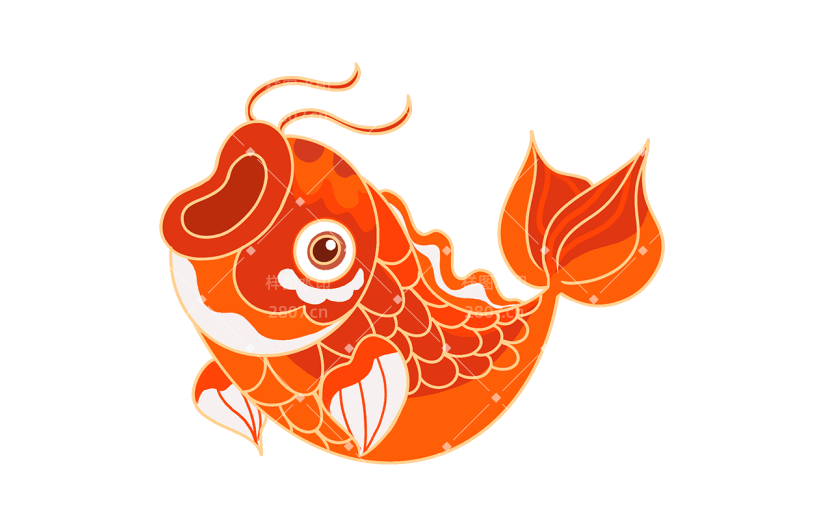 卡通感春节鲤鱼元素贴纸