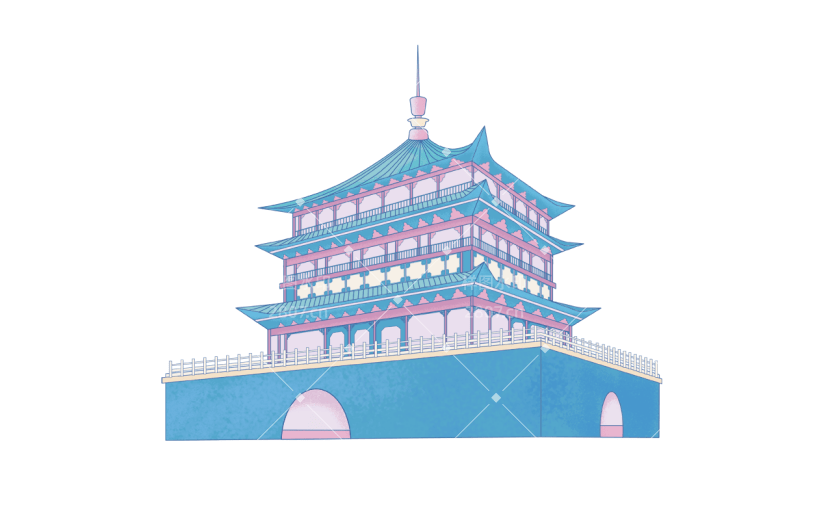 中国风-传统建筑元素插画7