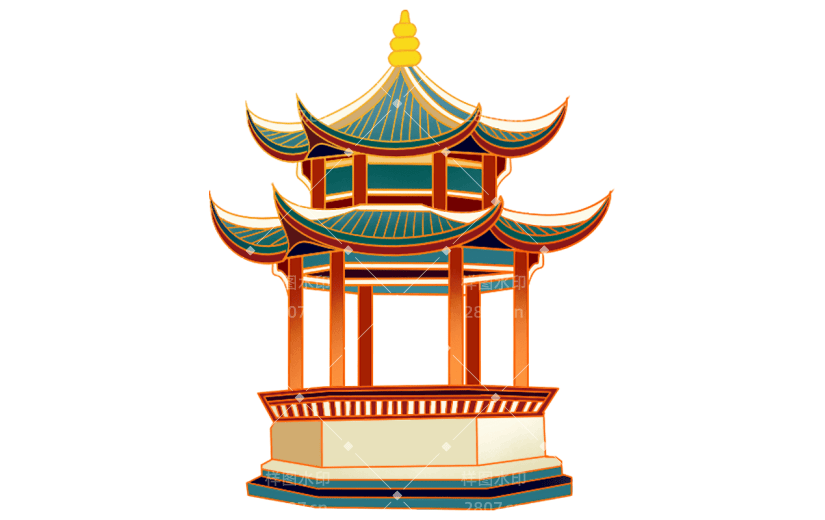 亭子中国风中秋节元素贴纸