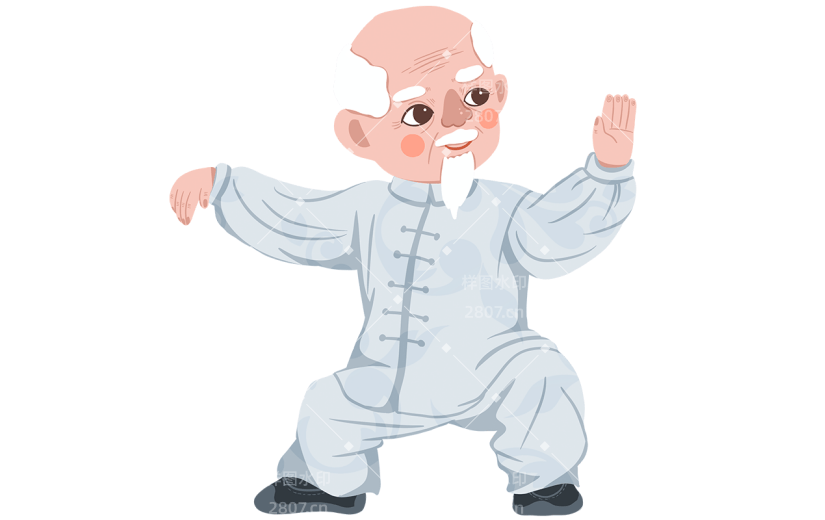 手绘-老人元素人物插画贴纸4