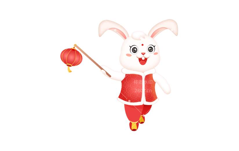 可爱春节兔子元素贴纸