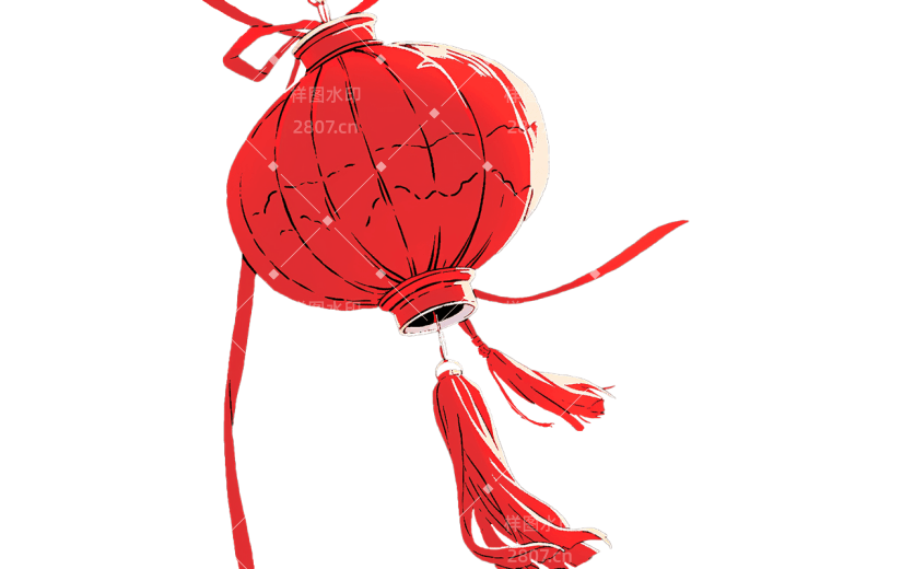 中国风红色灯笼贴纸