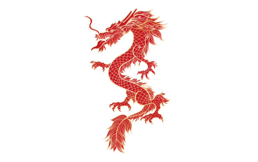 春节新年新春龙年2024中国风中式红色龙动物元素素材