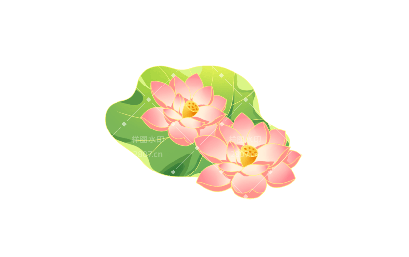 卡通感春节荷花元素贴纸