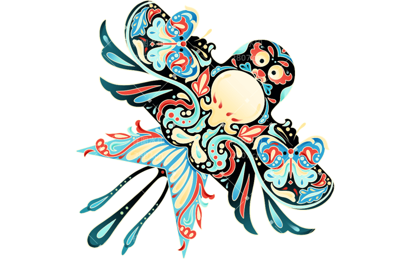 二十四节气春分插画幻彩国潮风春季风筝元素素材