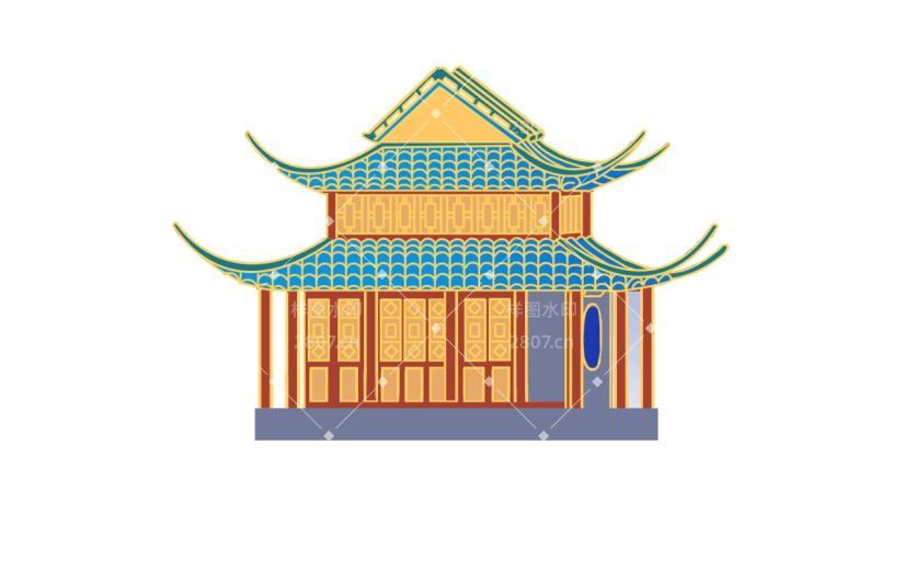 中国风中秋节塔元素贴纸
