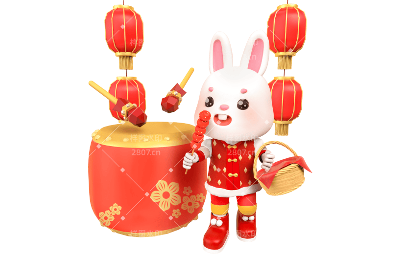 3D兔年春节年俗氛围-买年货