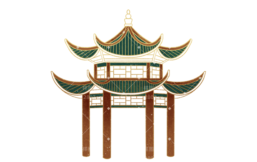 手绘-新中式建筑元素