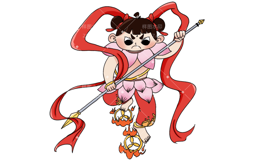 卡通手绘哪吒西游记元素贴纸