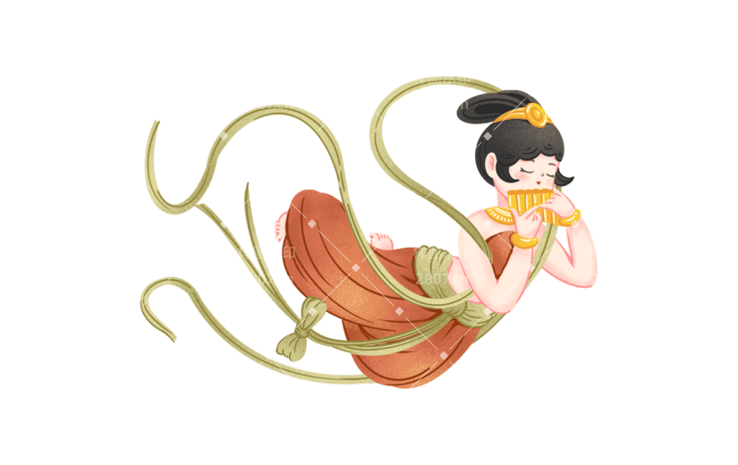手绘-中国风Q版飞天仙女人物插画8