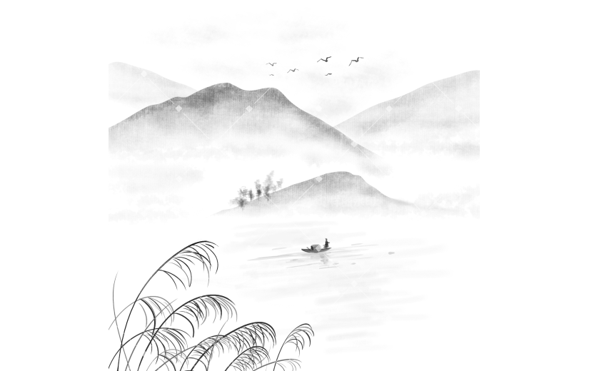 国风山水植物套系大尺寸贴纸4