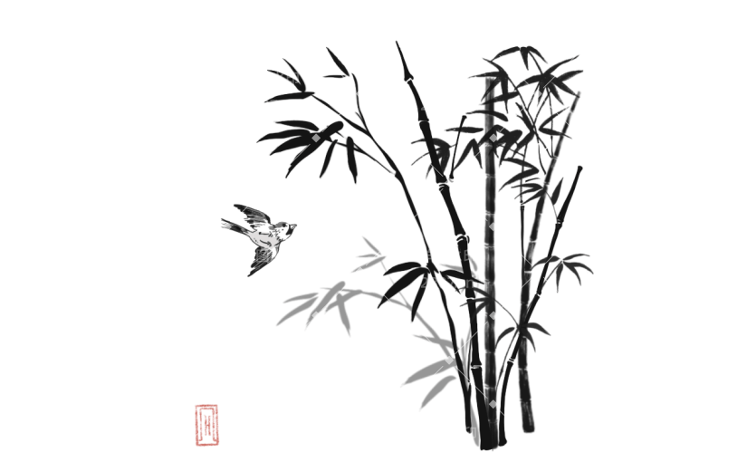 水墨中国风竹子植物元素贴纸1