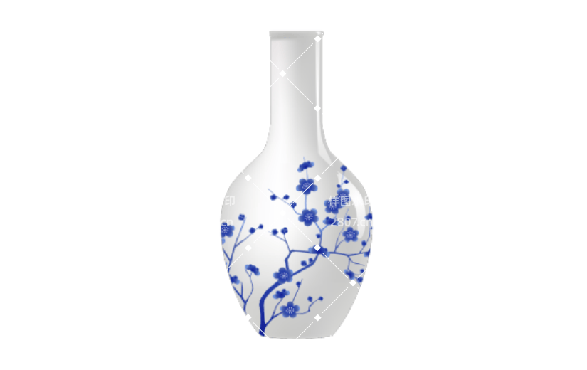 梅花青花瓷花瓶插画元素