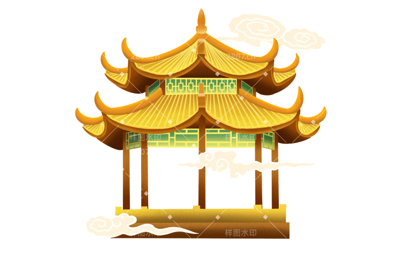中国风-传统建筑元素插画贴纸2