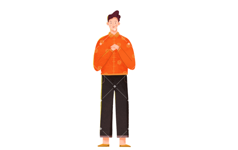 卡通感春节男士元素贴纸