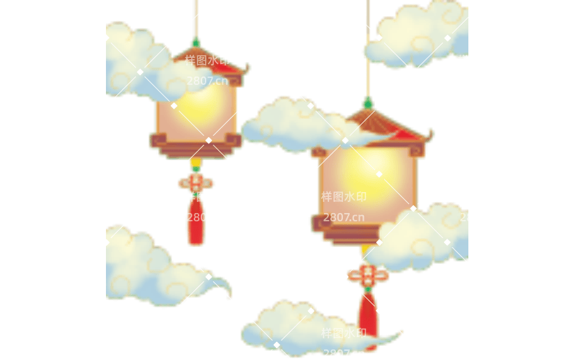 国潮祥云古风灯笼底纹