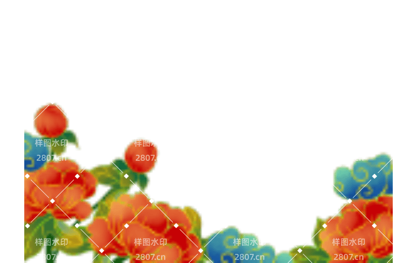 国潮风牡丹花开富贵底边