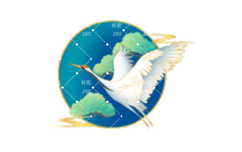 国潮山水松柏白鸽