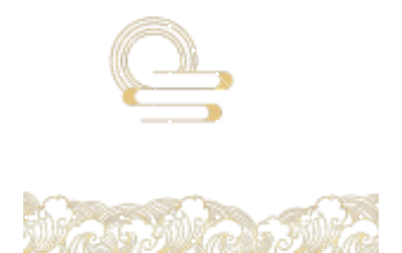 金色线描国潮山水云纹