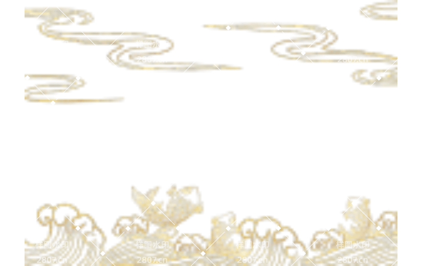线描国潮植物云纹