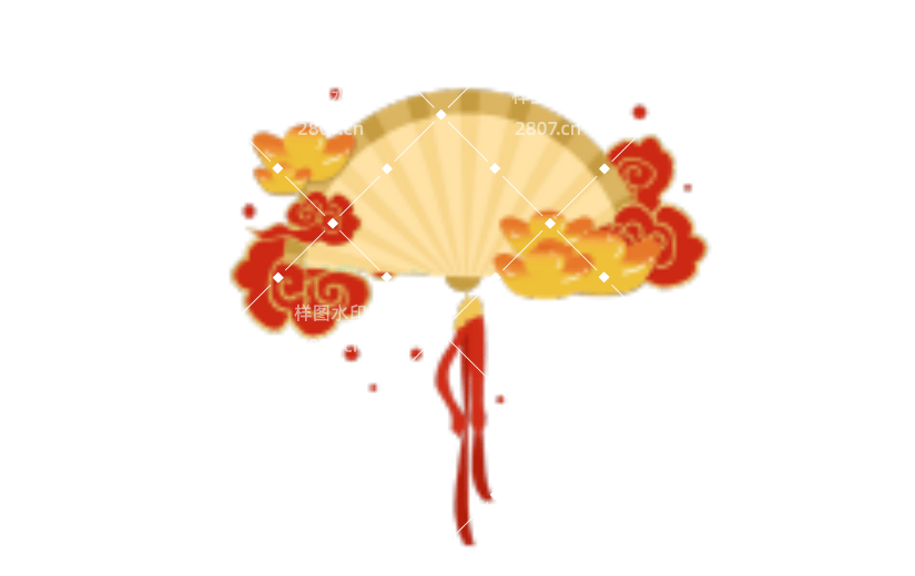国潮新年春节祥云扇子